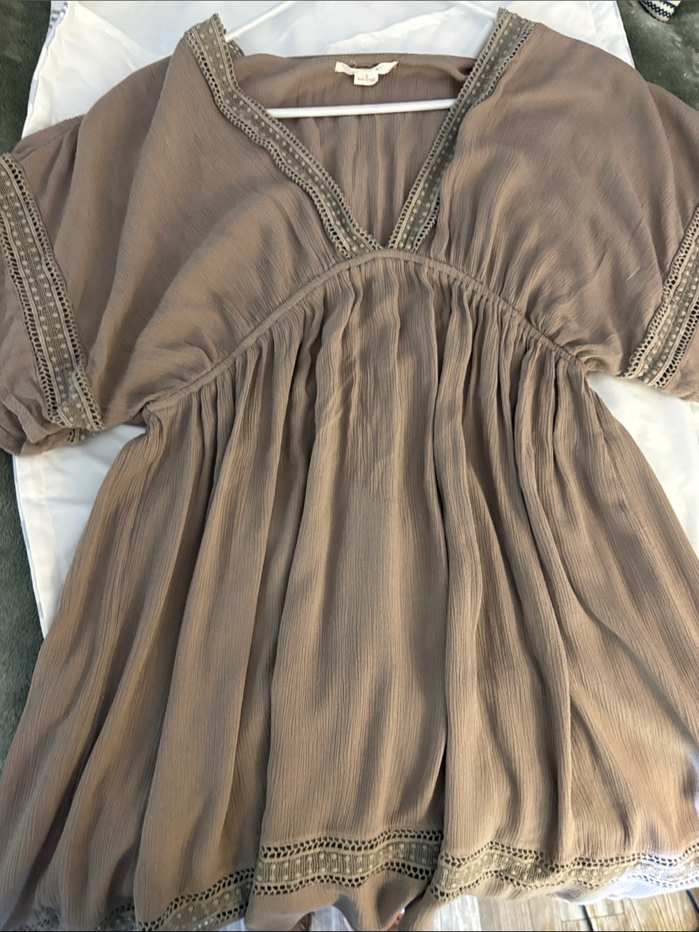 O'Neill Mauve V-Neck Crochet-Trim Tunic